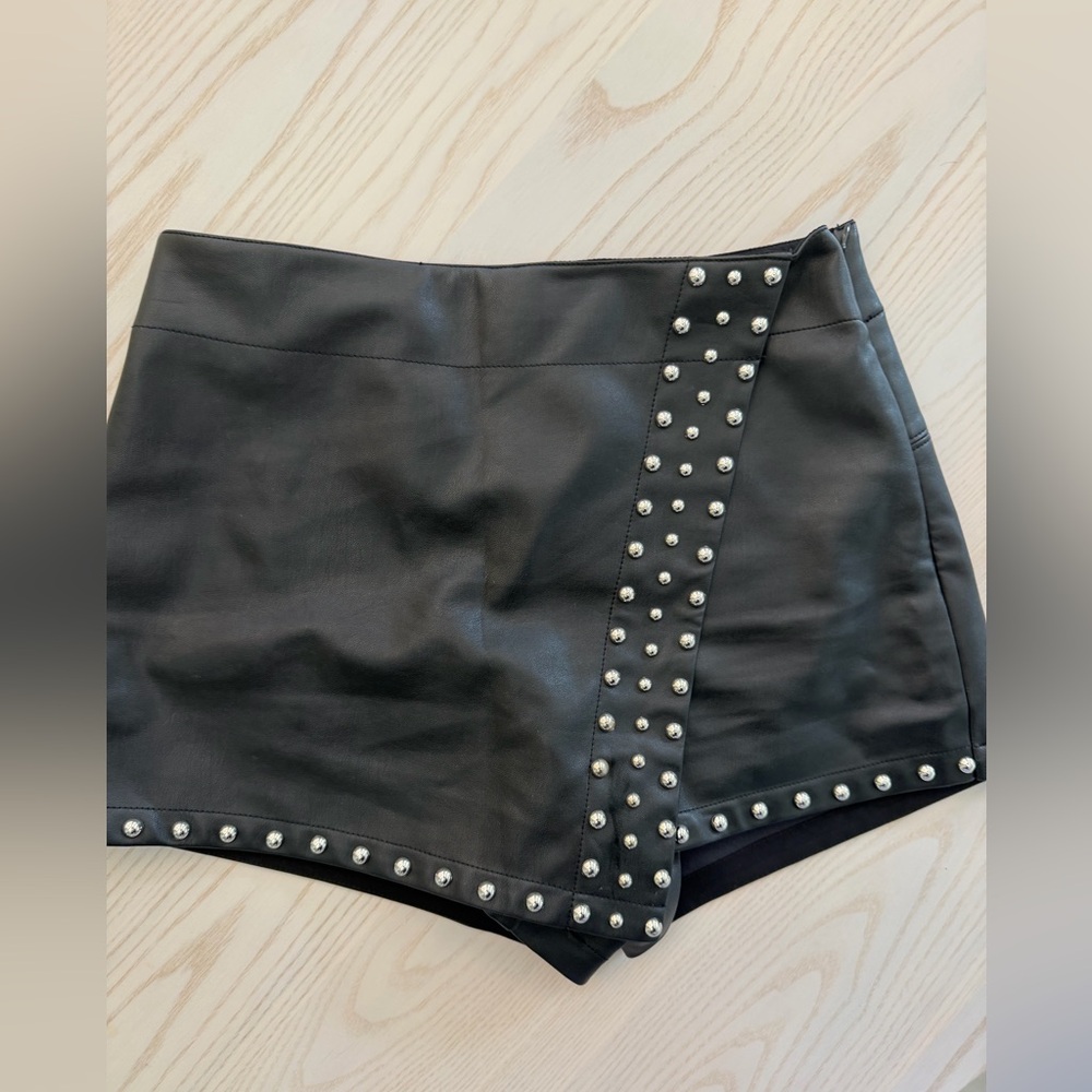 Black Studded Mini Skort by Free People